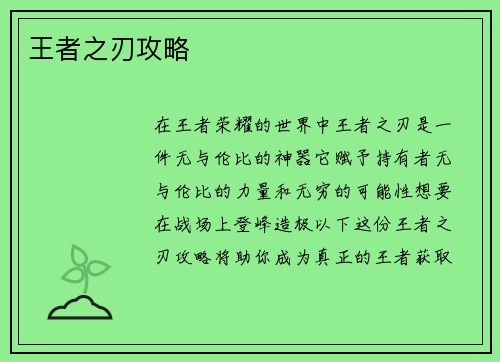 王者之刃攻略
